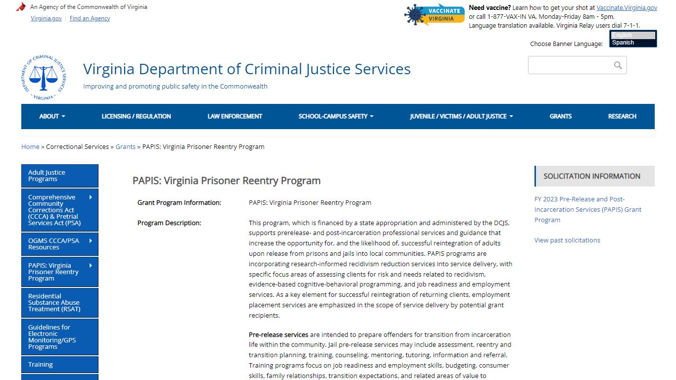 PAPIS: Virginia Prisoner Reentry Program